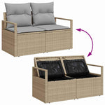 Garden Sofa with Cushion Beige 120 x 62 x 69cm Poly Rattan 42006765