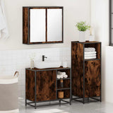3 Piece Bathroom Furniture Set Smoked Oak Engineered Wood 3300967