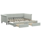 Daybed with Trundle&Drawers without Mattress Light Grey 90x190 cm 3197865