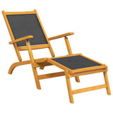 Outdoor Deck Chair with Table Solid Wood Acacia and Textilene 3120442