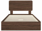 Storage Bed with Drawer Brown Oak 100 x 200 cm Engineered Wood 3412720