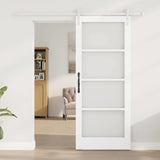 Sliding Door ORKDAL White 83 x 202 cm Solid Pine Wood and Glass 3331914