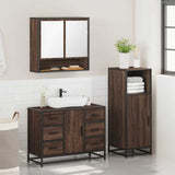 3 Piece Bathroom Furniture Set Brown Oak Engineered Wood 3300994