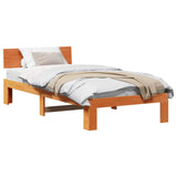 Bed Frame with Headboard Wax Brown 90 x 200 cm Solid Pine Wood 872670