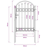 Fence Gate ASSEN with Arched Top Steel 102x150 cm Black 143086