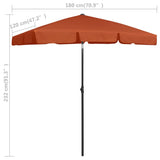 Beach Parasol Terracotta Polyester 180x120 cm Tiltable 314724