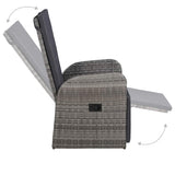 7 Piece Garden Dining Set with Cushions Grey Poly Rattan 3095283