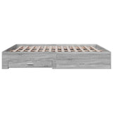 Bed Frame with Drawers without Mattress Grey Sonoma 200x200 cm 3280361