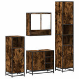 ZNTS 4 Piece Bathroom Furniture Set Smoked Oak Engineered Wood 3301237