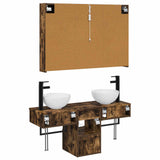 Bathroom Cabinet Set 4 pcs Smoked Oak Engineered Wood 3406267