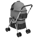 2-Layers Folding Dog Stroller Grey 83x48x97 cm Oxford Fabric 172205