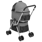 2-Layers Folding Dog Stroller Grey 83x48x97 cm Oxford Fabric 172205