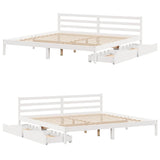 Bed Frame without Mattress White 200x200 cm Solid Wood Pine 3301549