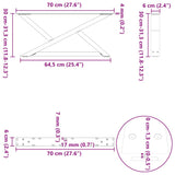 Coffee Table Legs 2 pcs Natural Steel 70x cm Steel 4012695