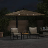Garden Parasol with LEDs and Steel Pole Brown 246x246x230 cm 4005086