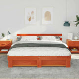 Bed Frame with Headboard Brown 200 x 200 cm Solid Pine Wood 3385672