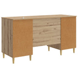 Desk with Shelf Artisan Oak 142.5 x 50 x 75 cm Engineered Wood 3414602