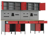 Work Cabinet with Drawer 10 pcs Red Engineered Wood and Steel 3321473