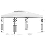 Gazebo with Double Roof&LED String Lights 3x4 m White 3070298