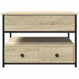 Coffee Table Sonoma Oak 70x50x50 cm Engineered Wood and Metal 845382