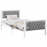 Bed Frame with Headboard Light Grey 90 x 190 cm Solid Pine Wood 878438