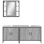ZNTS 3 Piece Bathroom Cabinet Set Grey Sonoma Engineered Wood 3214733