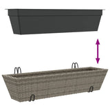 ZNTS Planters with hooks 2 pcs Grey Poly Rattan 366406