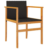 Garden Chairs 2 pcs Black Poly Rattan&Solid Wood 368708