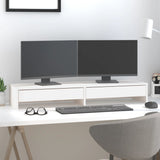 Monitor Stand White 100x27x15 cm Solid Wood Pine 813960