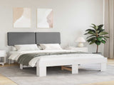 Bed Frame with Upholstered Headboard Light Grey 135 x 190 cm 877363