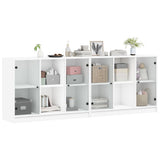 Bookcase with Doors White 204x37x75 cm Engineered Wood 3206531