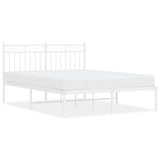 Metal Bed Frame without Mattress with Headboard White 135x190cm 373739
