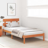 Bed Frame with Headboard Brown 100 x 200 cm Solid Pine wood 872142