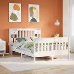 ZNTS Bed Frame without Mattress White 140x200 cm Solid Wood Pine 3323261