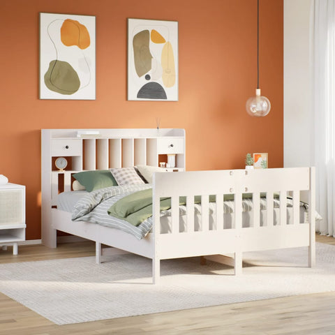 ZNTS Bed Frame without Mattress White 140x200 cm Solid Wood Pine 3323261