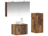 Bathroom Furniture Set 4 pcs Old Wood Engineered Wood and Glass 3407413