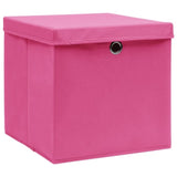 Storage Boxes with Lids 10 pcs Pink 32x32x32 cm Fabric 288348