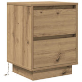 ZNTS Bedside Cabinet with LED Lights Artisan Oak 38x34x50 cm 861299