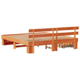 Bed Frame with Headboard Wax Brown 180 x 200 cm Solid Pine Wood 3382267