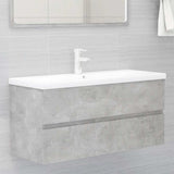 Sink Cabinet with Built-in Basin Concrete Grey Engineered Wood 3071571