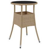 Garden Table 60x75 cm Tempered Glass and Poly Rattan Beige 310601