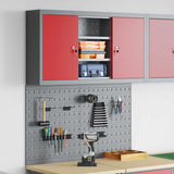 Tool Cabinet Set with Shelf 3 pcs Red Powder-Coated Steel 3321405