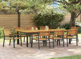Garden Dining Set 9 pcs Black Solid Acacia Wood 3284404