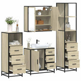 4 Piece Bathroom Furniture Set Sonoma Oak Engineered Wood 3301256