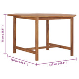 Garden Dining Table 110x110x75 cm Solid Wood Teak 318478