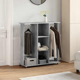Wardrobe with Wheels Concrete Grey 102x38x110 cm Engineered Wood 848034