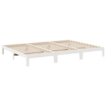 ZNTS Family Bed Frame No Mattress White 270x200 cm Solid Wood Pine 3324569