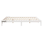 Bed Frame with Side Tables White 200 x 210 cm Solid Pine Wood 873236