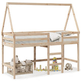 ZNTS Loft Bed with Ladder and Roof without Mattress 90x200 cm 3282104