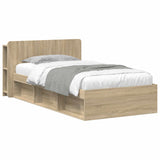 Bed Frame with Storage Sonoma Oak 80 x 200 cm Engineered Wood 3433325